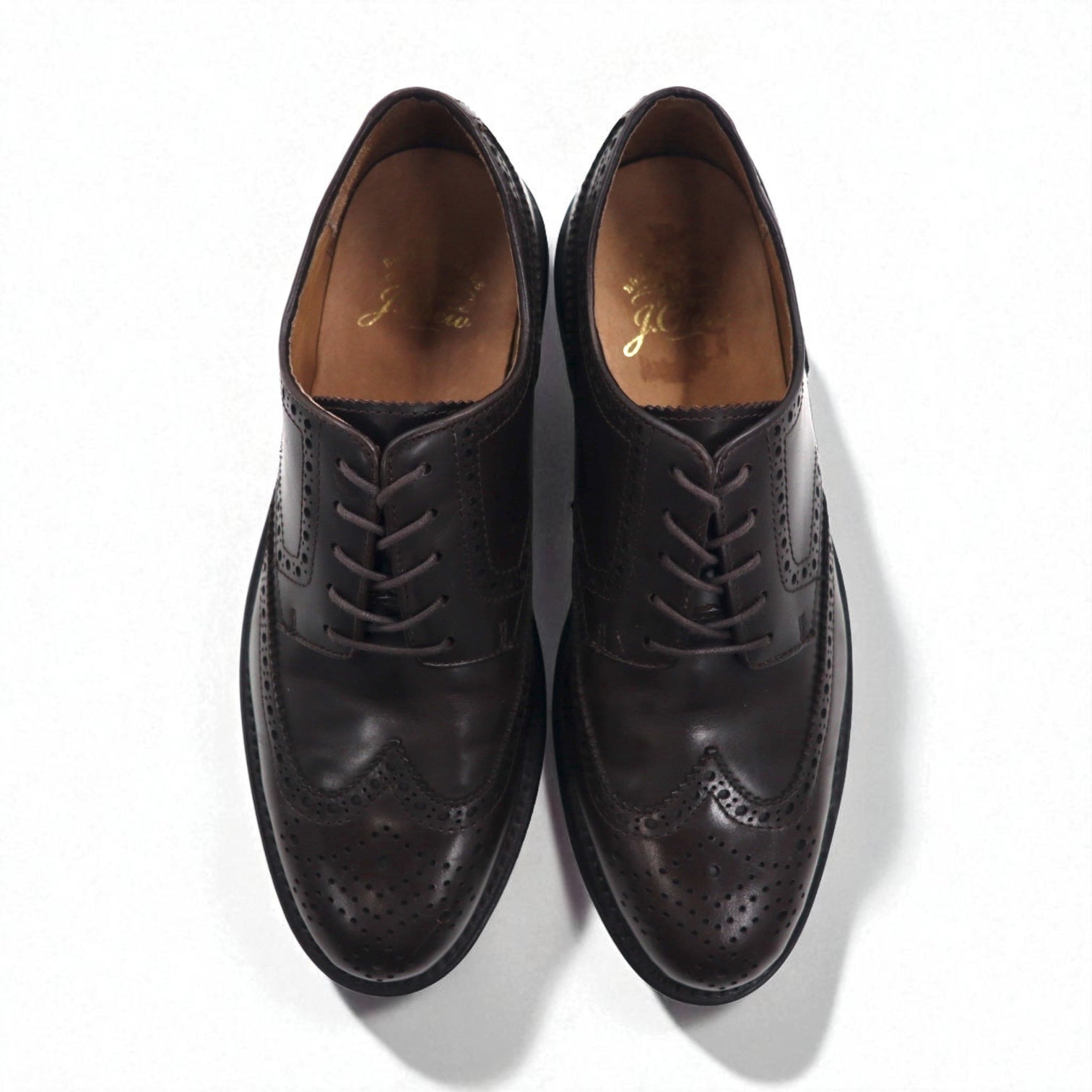 J.Crew Scarpe eleganti full brogue wingtip 27 cm marroni in pelle con medaglione 55740