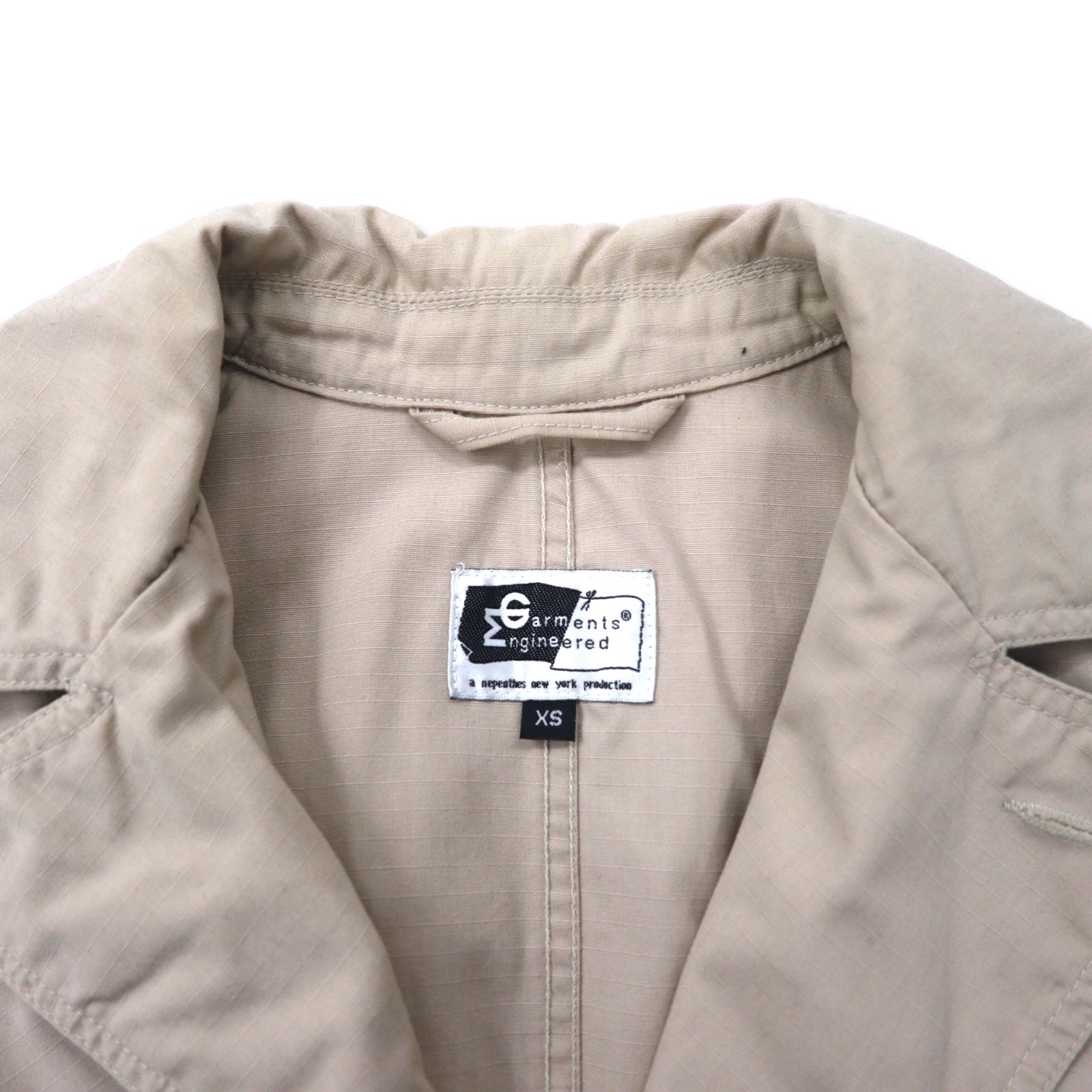 Engineerd Garments Made in USA Ripstop Storm Soprabito a collo alto XS Beige Nylon Cotone