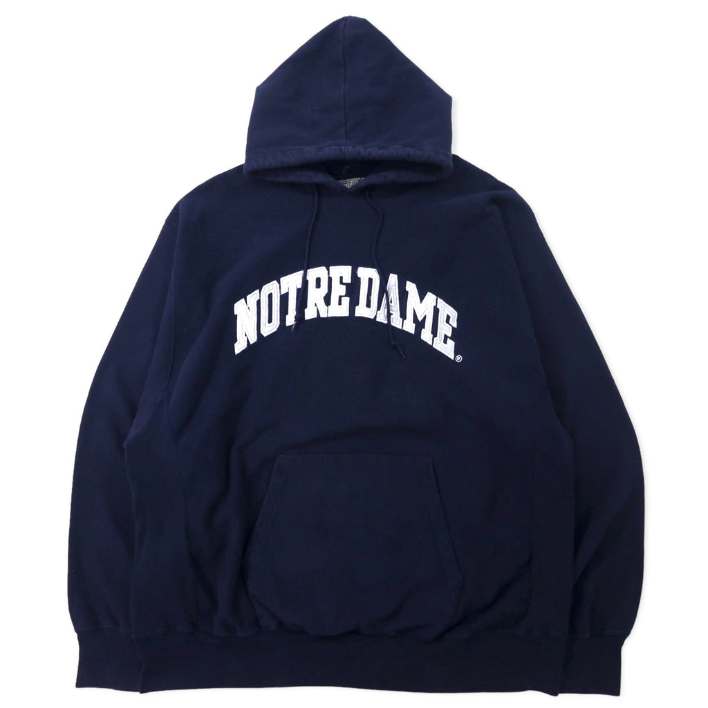 STEVE AND BARRY'S Felpa con cappuccio Reverse Weave XXL blu navy cotone Pakista universitaria NOTREDAME oversize
