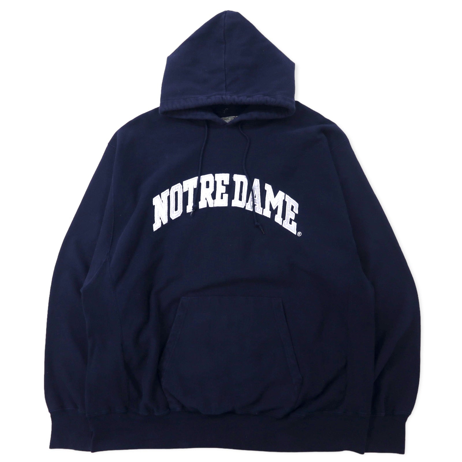 STEVE AND BARRY'S Felpa con cappuccio Reverse Weave XXL blu navy cotone Pakista universitaria NOTREDAME oversize