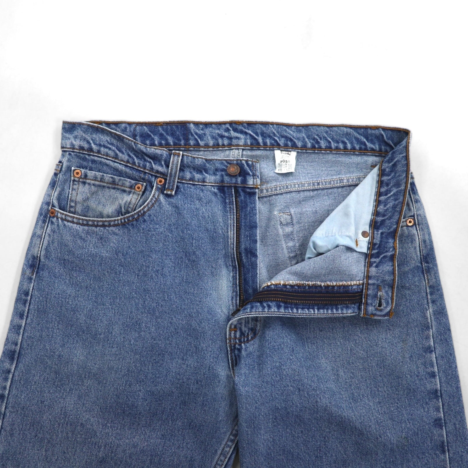 Levi's anni '90, USA, jeans dritti 505 taglia L, blu indaco, chiusura a zip, 505-4891