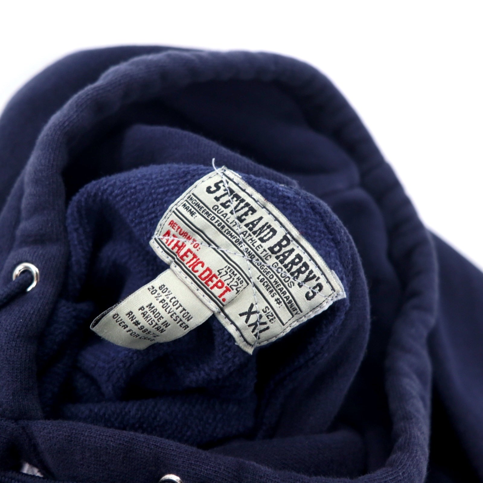 STEVE AND BARRY'S Felpa con cappuccio Reverse Weave XXL blu navy cotone Pakista universitaria NOTREDAME oversize