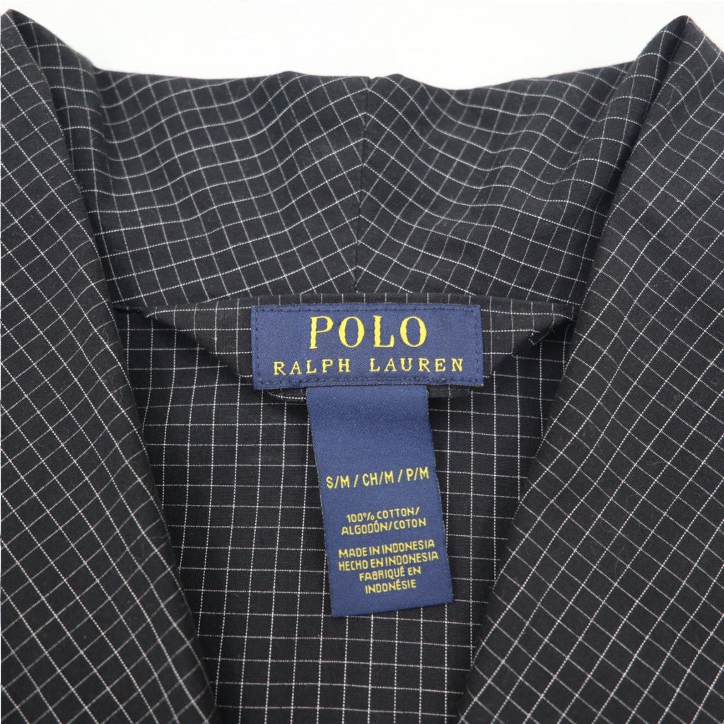 POLO RALPH LAUREN Robe Coat Vestaglia M Nera a Quadri con Cintura Woven Robe Soho Plaid