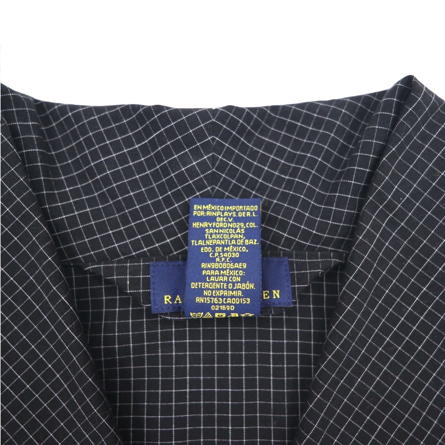 POLO RALPH LAUREN Robe Coat Vestaglia M Nera a Quadri con Cintura Woven Robe Soho Plaid