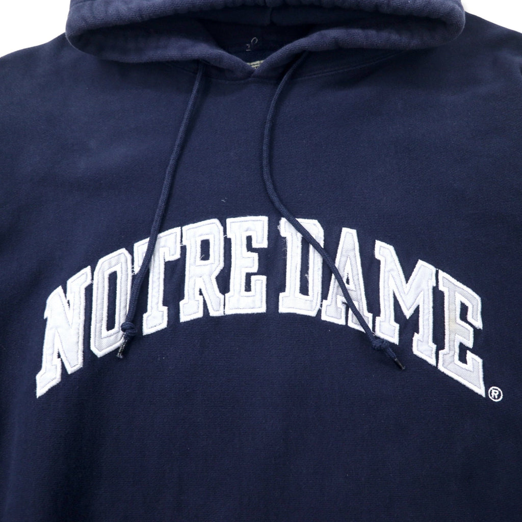 STEVE AND BARRY'S Felpa con cappuccio Reverse Weave XXL blu navy cotone Pakista universitaria NOTREDAME oversize