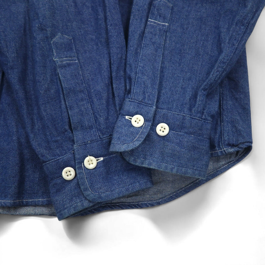 Camicia denim vintage anni '90 MINDLOOSER con colletto in pelle e inserti, camicia denim da lavoro, taglia L, indaco, blu, cotone