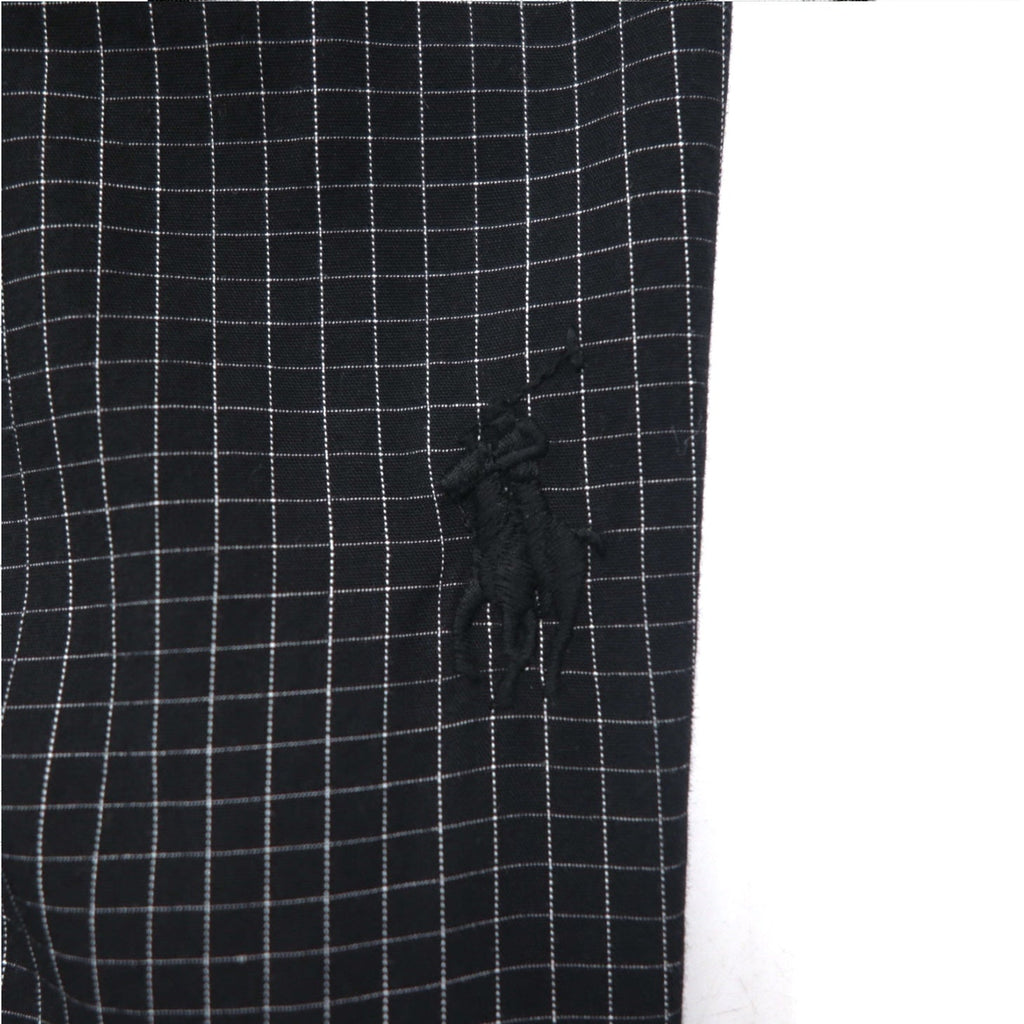 POLO RALPH LAUREN Robe Coat Vestaglia M Nera a Quadri con Cintura Woven Robe Soho Plaid