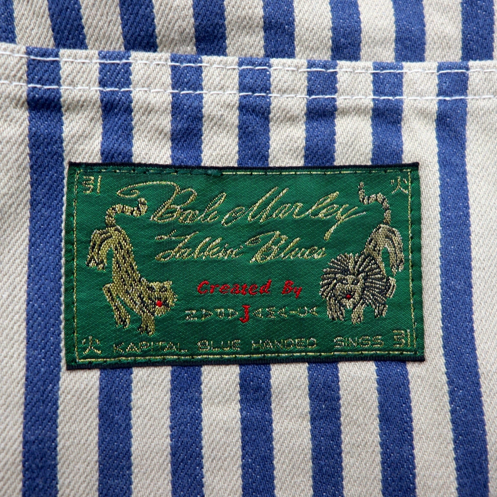 KAPITAL × ZION ROOTSWEAR オーバーオール 4 ブルー ベージュ ストライプ SINGS BOB MARLEY TALKIN’ BLUES COLLECTION ボブマーリー BK190P011