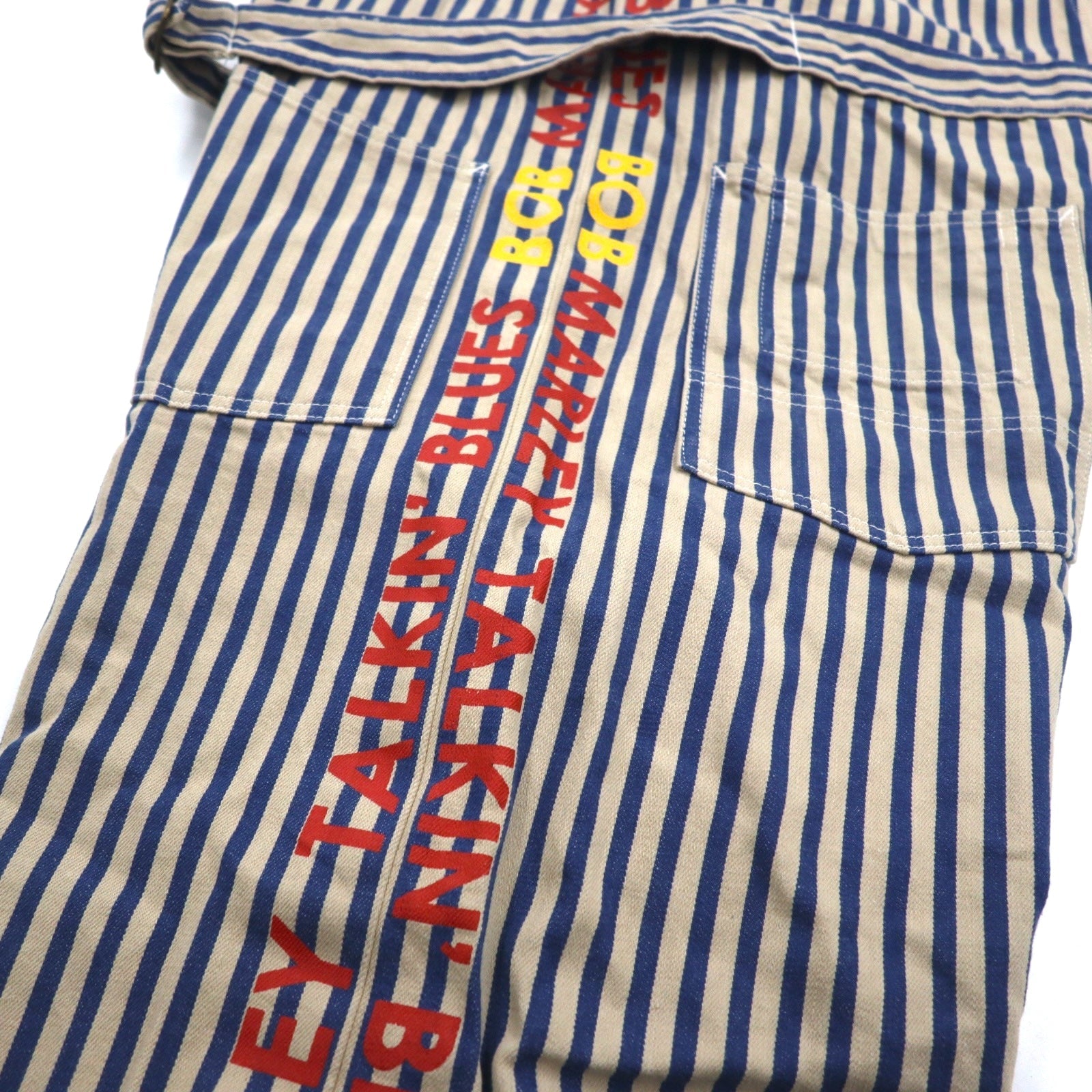 KAPITAL × ZION ROOTSWEAR オーバーオール 4 ブルー ベージュ ストライプ SINGS BOB MARLEY TALKIN’ BLUES COLLECTION ボブマーリー BK190P011