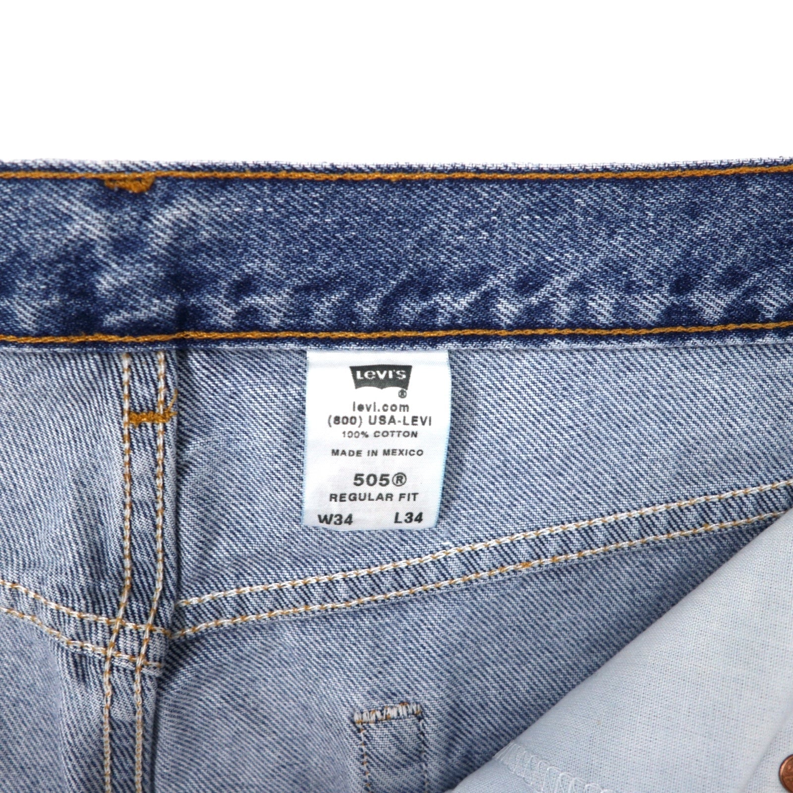 Levi's 505 Anni 2000 Jeans Regular Fit 34 Blu Cotone Chiusura a cerniera Bottone con numero 125 Made in Messico