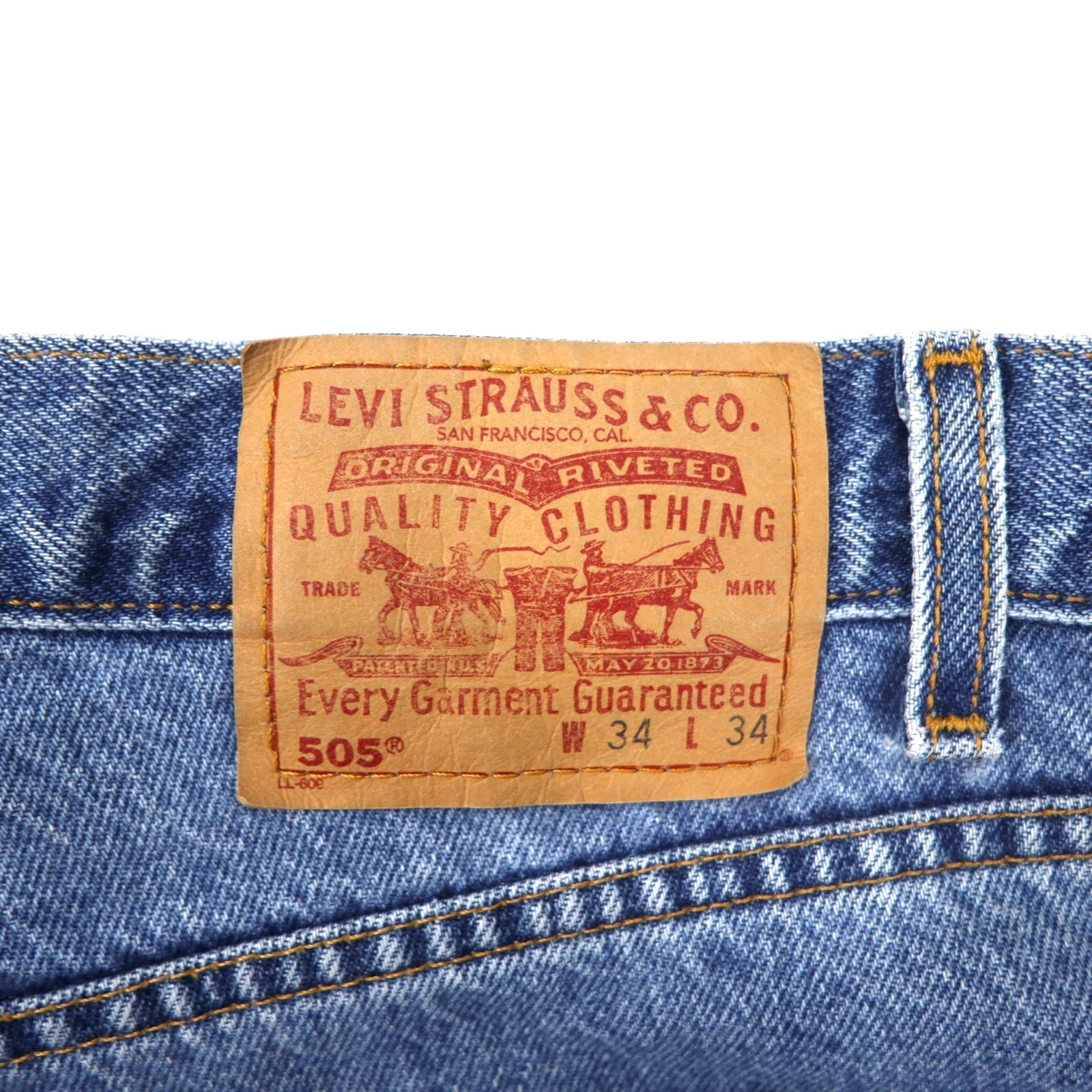 Levi's 505 Anni 2000 Jeans Regular Fit 34 Blu Cotone Chiusura a cerniera Bottone con numero 125 Made in Messico