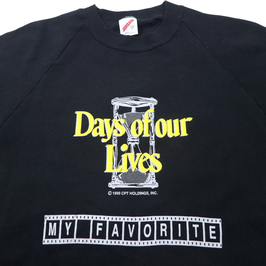 JERZEES USA製 90年代 プリント スウェット L ブラック コットン 裏起毛 Days of our Lives