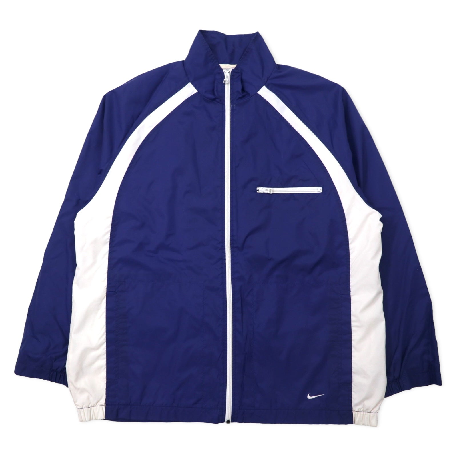 NIKE Giacca in nylon anni '90 Giacca sportiva L Blu navy Logo Swoosh Etichetta nera Taglia grande