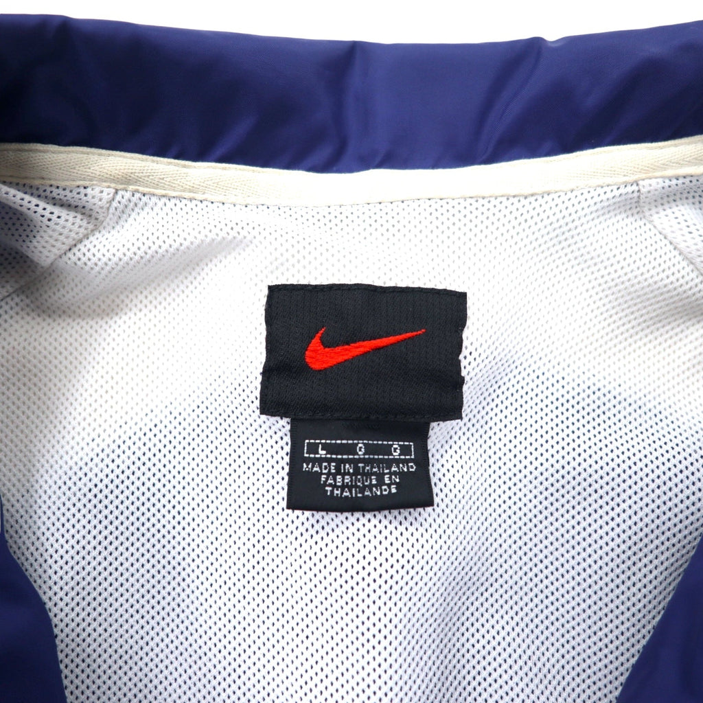 NIKE Giacca in nylon anni '90 Giacca sportiva L Blu navy Logo Swoosh Etichetta nera Taglia grande