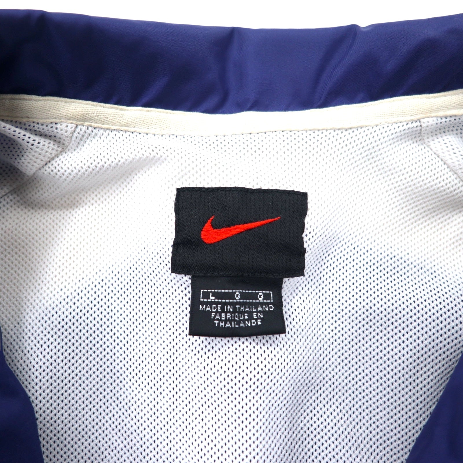 NIKE Giacca in nylon anni '90 Giacca sportiva L Blu navy Logo Swoosh Etichetta nera Taglia grande