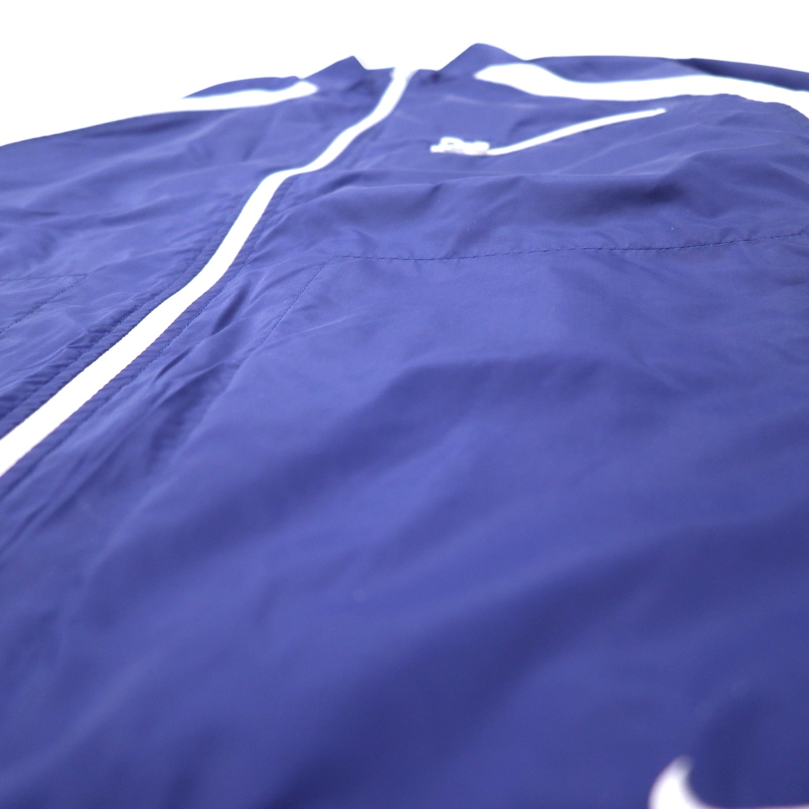 NIKE Giacca in nylon anni '90 Giacca sportiva L Blu navy Logo Swoosh Etichetta nera Taglia grande