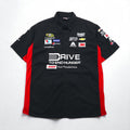 CHASE AUTHENTICS Maglietta da corsa a maniche corte XL Nera Cotone NASCAR Bottoni a pressione