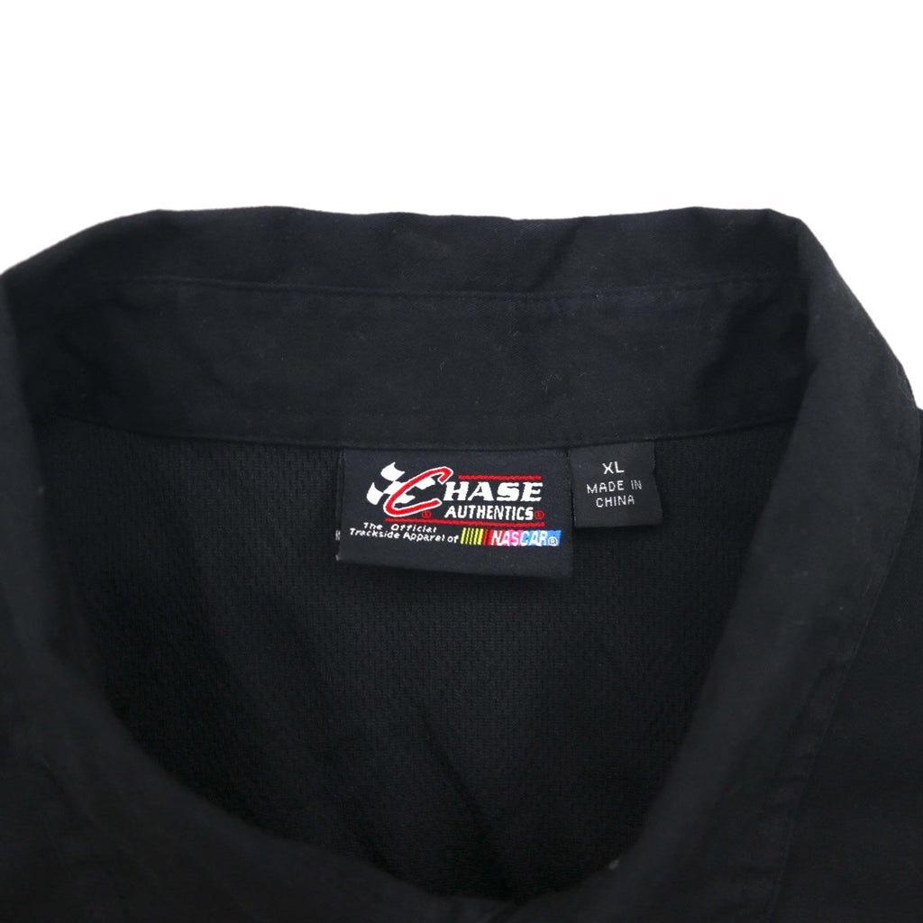 CHASE AUTHENTICS Maglietta da corsa a maniche corte XL Nera Cotone NASCAR Bottoni a pressione