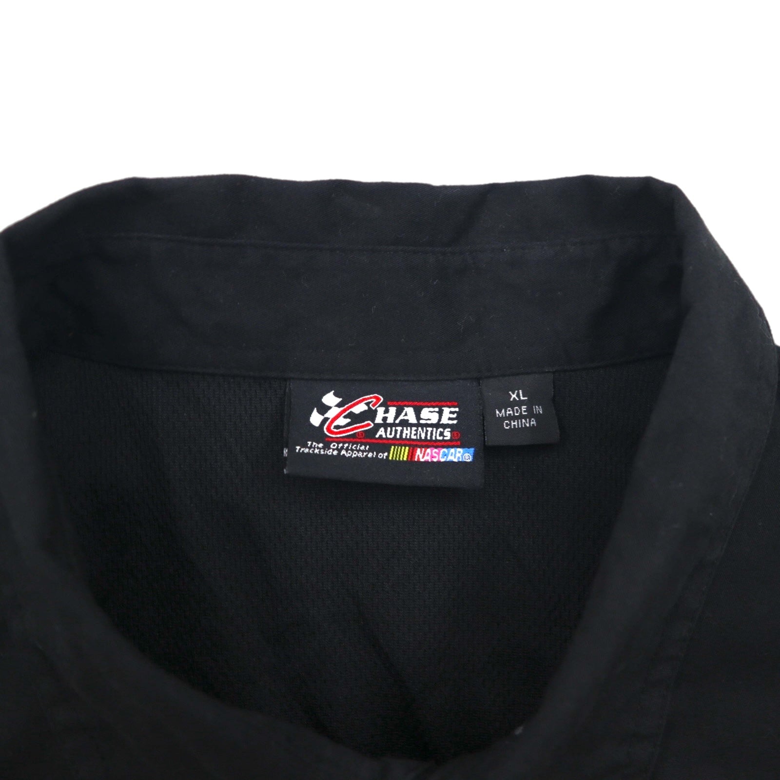 CHASE AUTHENTICS Maglietta da corsa a maniche corte XL Nera Cotone NASCAR Bottoni a pressione