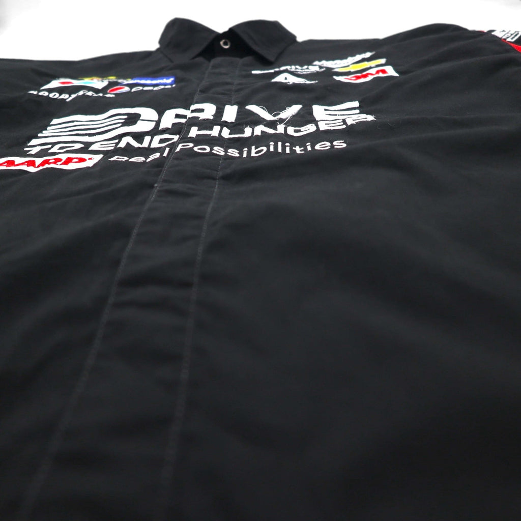 CHASE AUTHENTICS Maglietta da corsa a maniche corte XL Nera Cotone NASCAR Bottoni a pressione