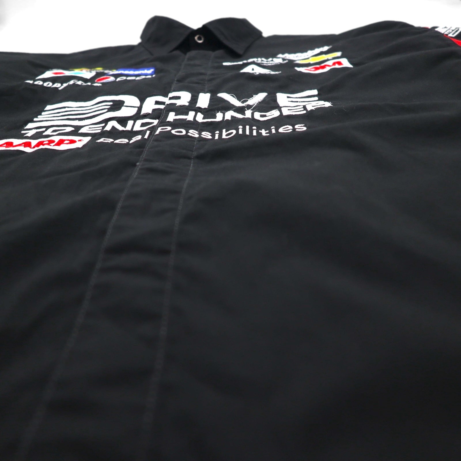 CHASE AUTHENTICS Maglietta da corsa a maniche corte XL Nera Cotone NASCAR Bottoni a pressione