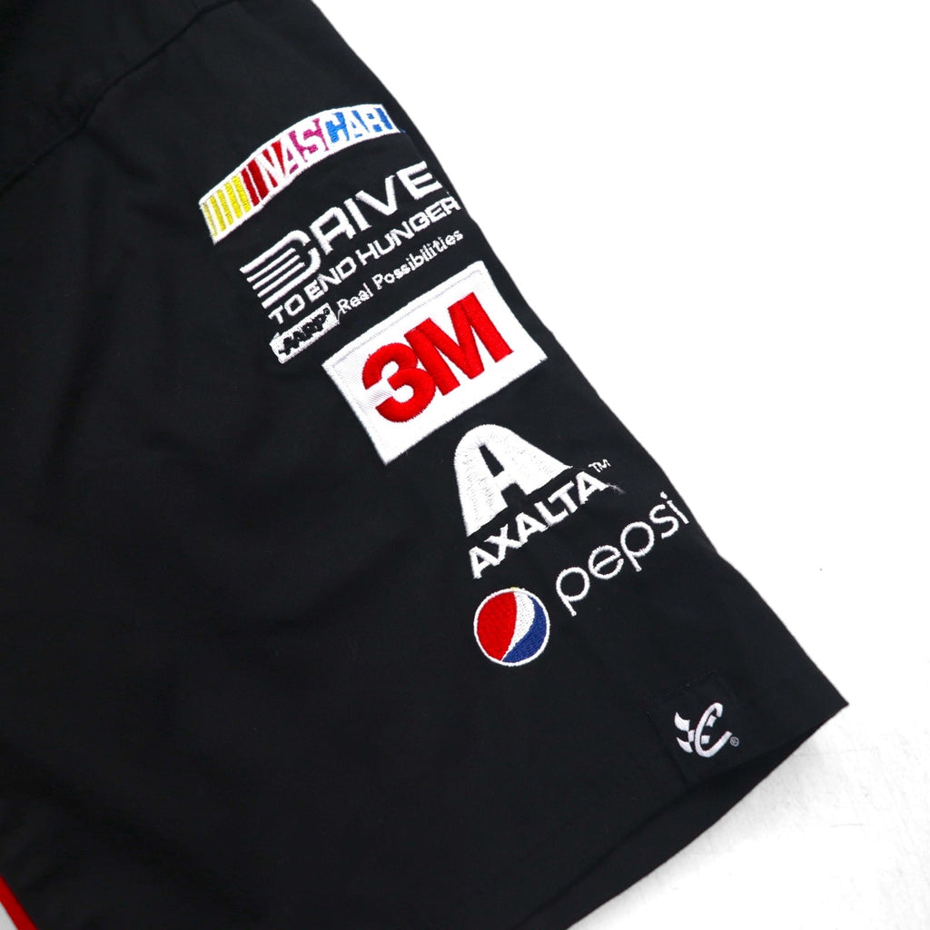 CHASE AUTHENTICS Maglietta da corsa a maniche corte XL Nera Cotone NASCAR Bottoni a pressione