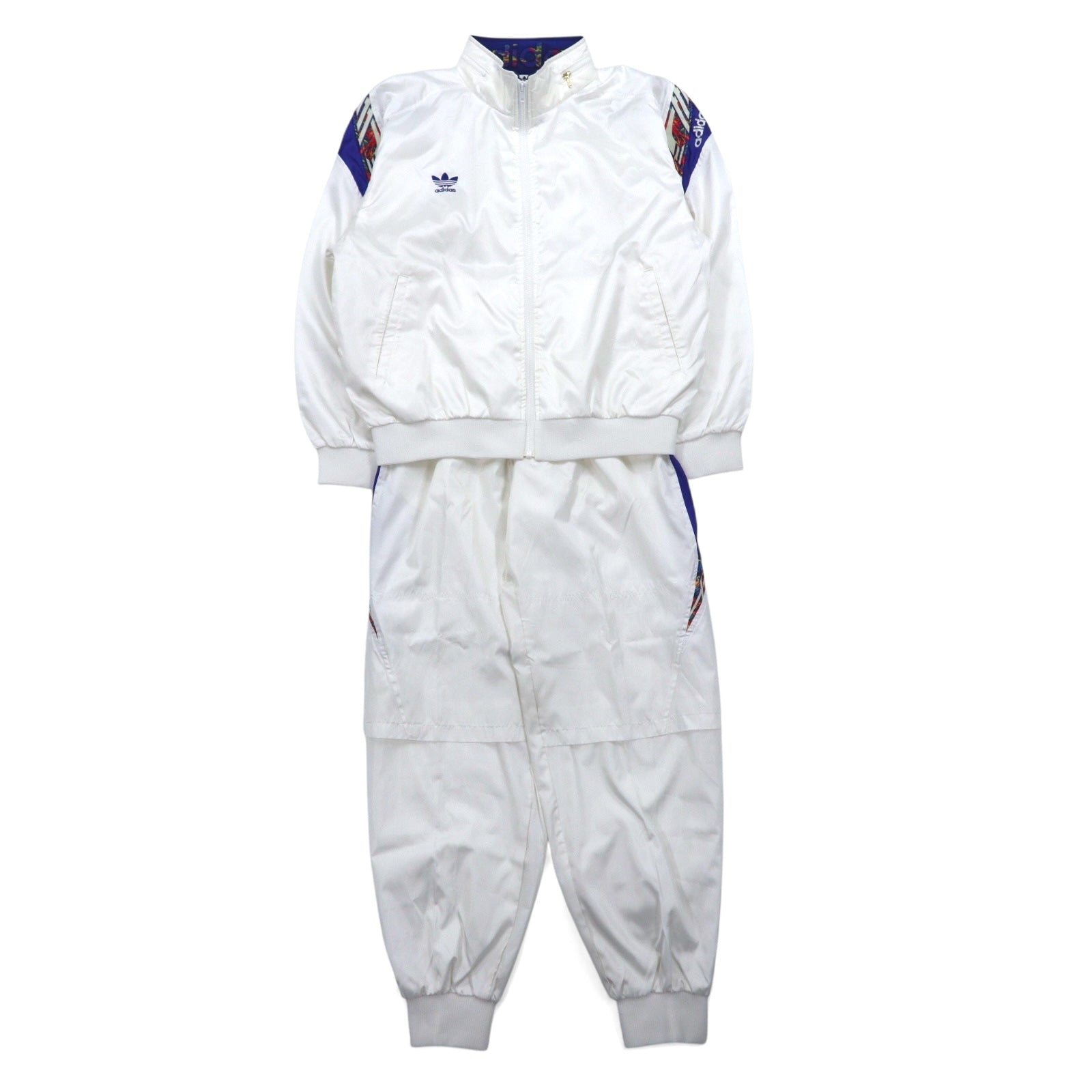 Giacca della tuta adidas Descente anni '90, tuta sportiva, taglia O, bianca, logo Trefoil ricamato