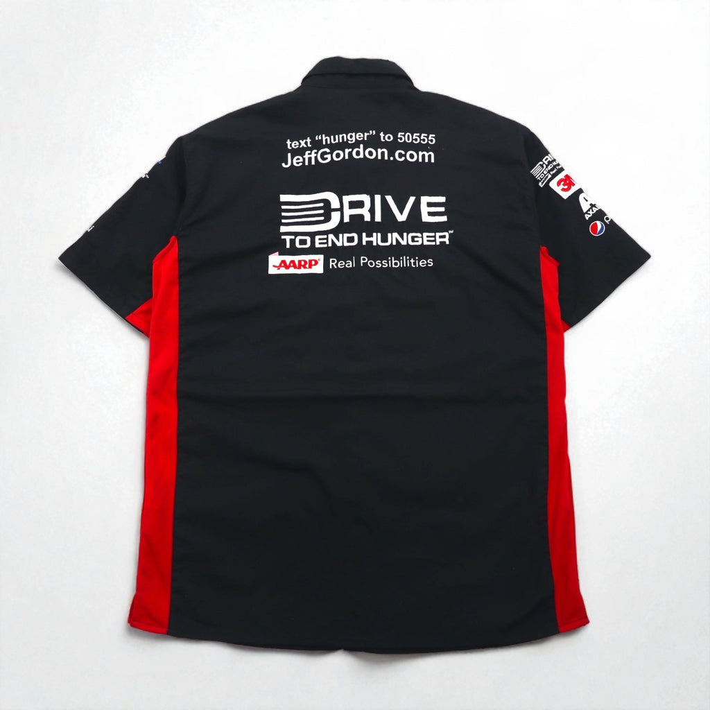 CHASE AUTHENTICS Maglietta da corsa a maniche corte XL Nera Cotone NASCAR Bottoni a pressione