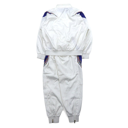 Giacca della tuta adidas Descente anni '90, tuta sportiva, taglia O, bianca, logo Trefoil ricamato