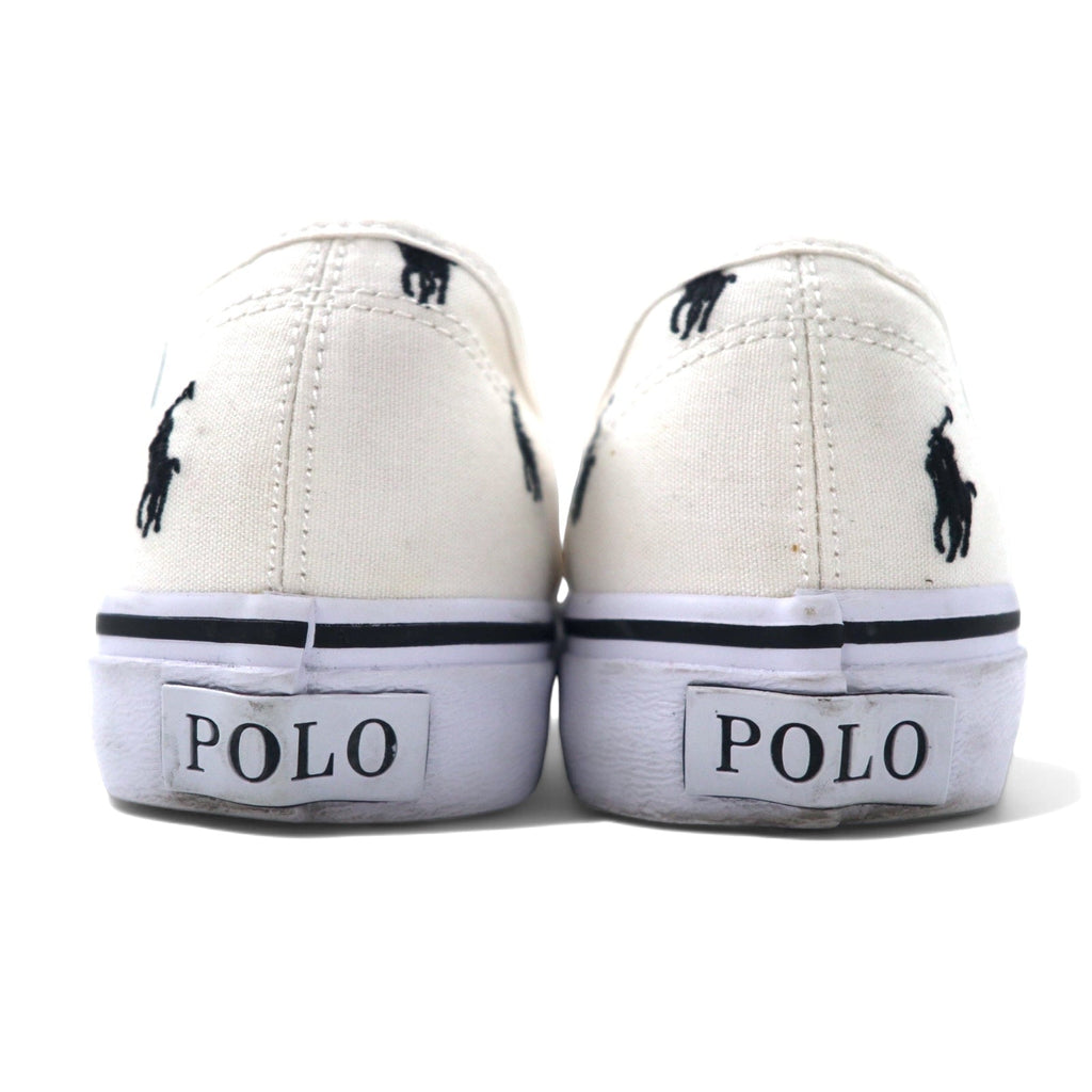 POLO RALPH LAUREN オールオーバーポニー スニーカー 26cm ホワイト コットン キャンバス 刺繍 KEATON PONY AOPP