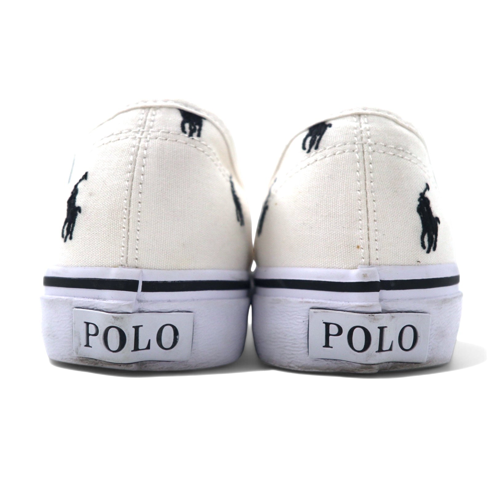 POLO RALPH LAUREN Sneakers All Over Pony 26cm Bianco Tela di Cotone Ricamo KEATON PONY AOPP