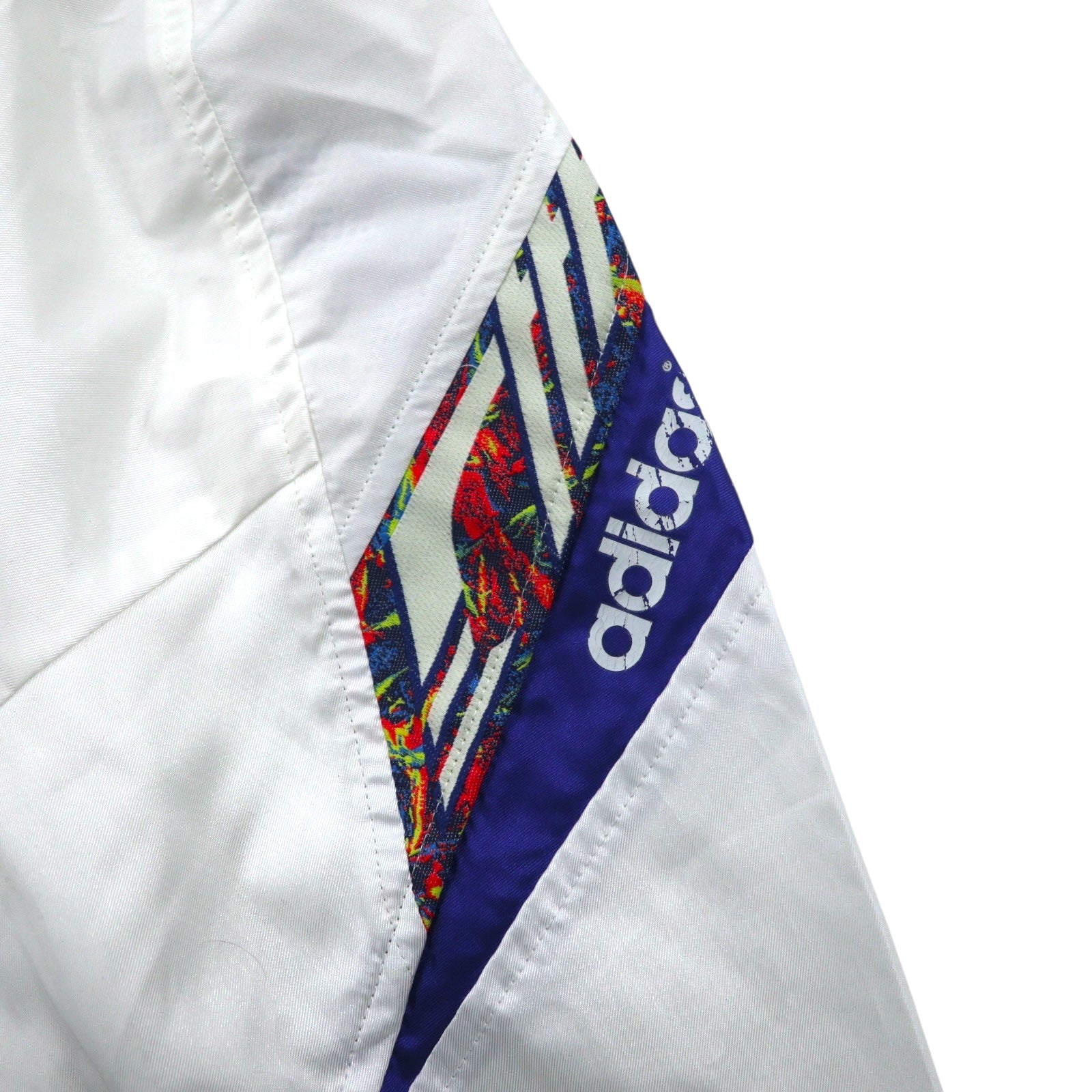 Giacca della tuta adidas Descente anni '90, tuta sportiva, taglia O, bianca, logo Trefoil ricamato