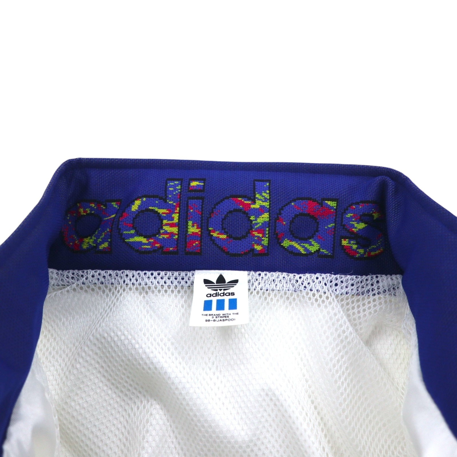 Giacca della tuta adidas Descente anni '90, tuta sportiva, taglia O, bianca, logo Trefoil ricamato
