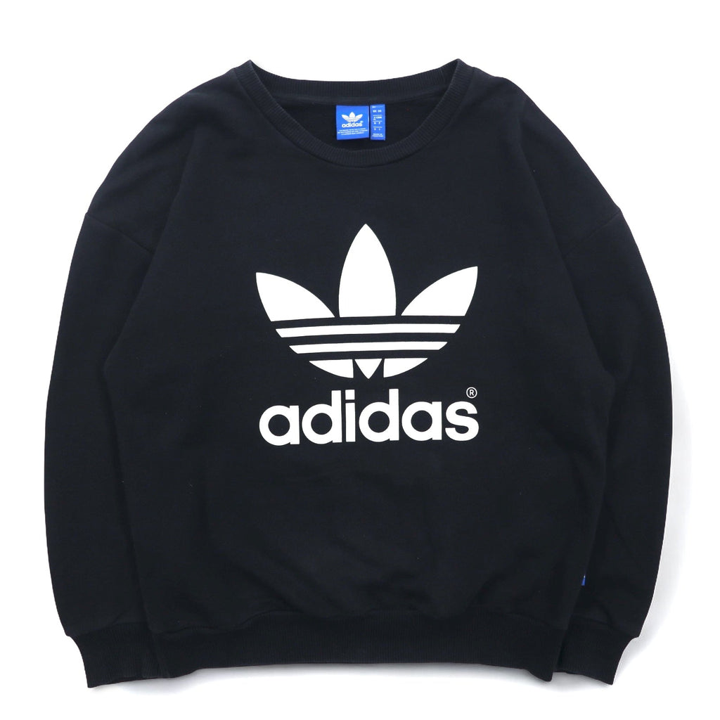 adidas originals Felpa girocollo con logo Trifoglio e spalle scese, taglia M, colore nero, cotone AB2019