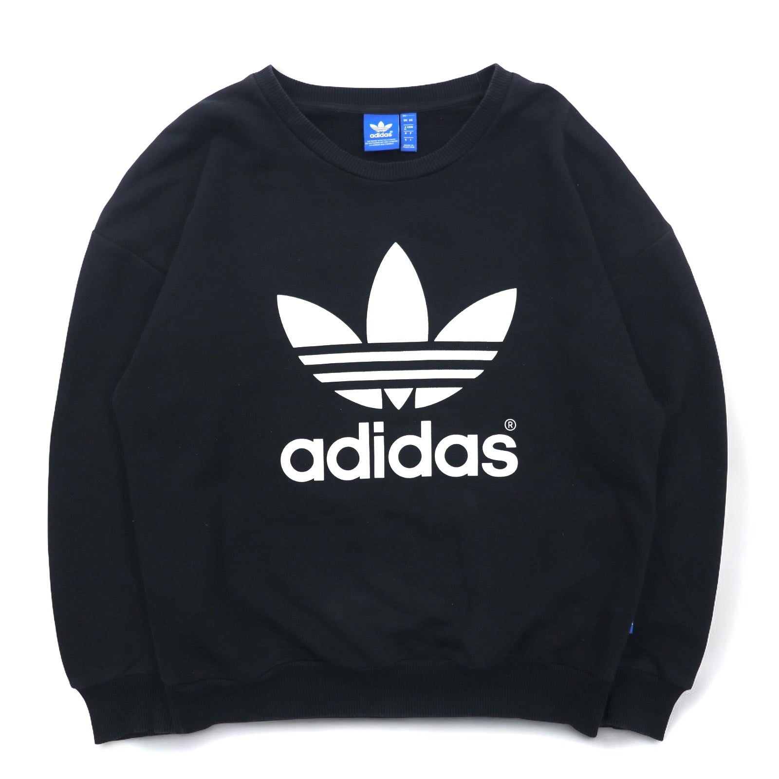 adidas originals Felpa girocollo con logo Trifoglio e spalle scese, taglia M, colore nero, cotone AB2019