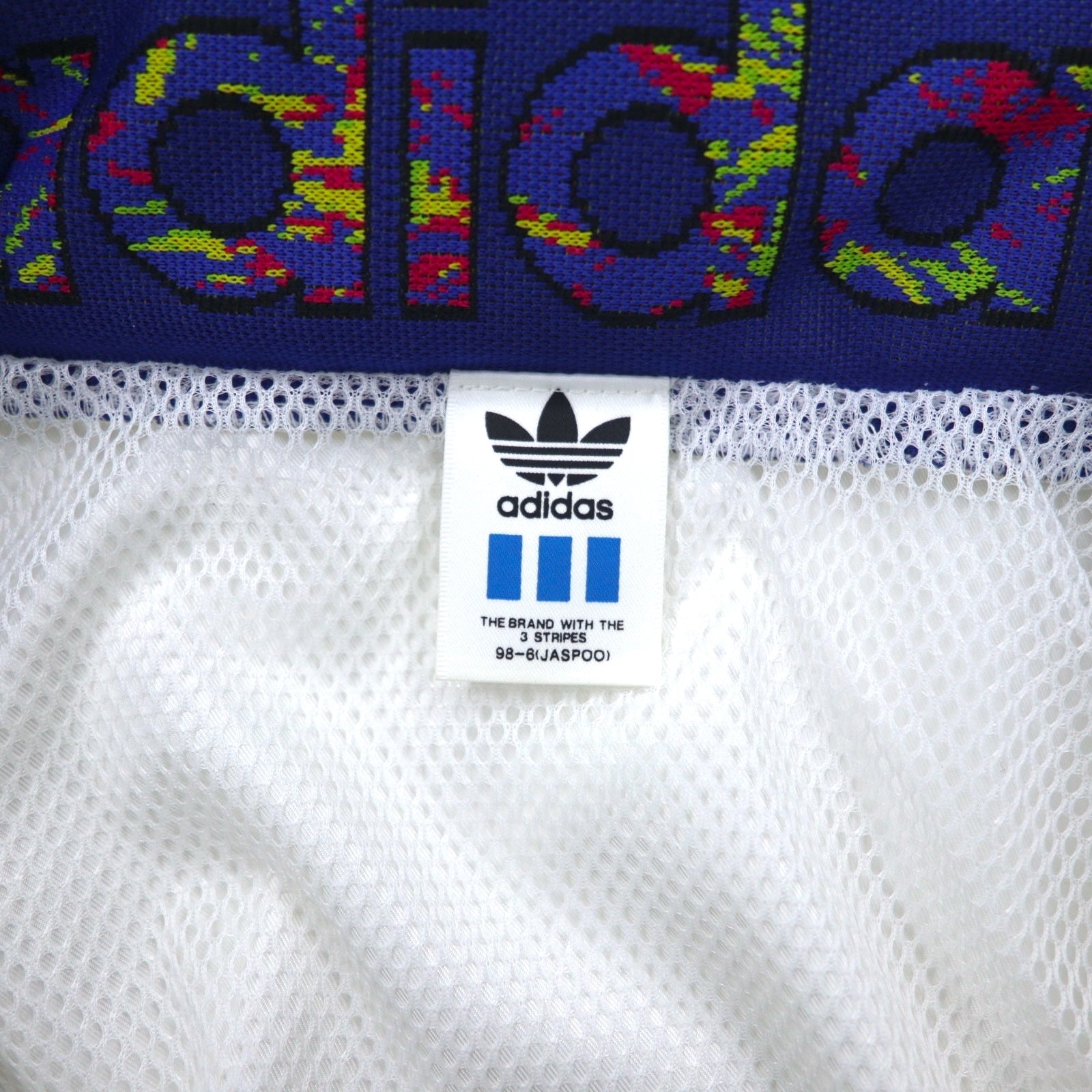 Giacca della tuta adidas Descente anni '90, tuta sportiva, taglia O, bianca, logo Trefoil ricamato