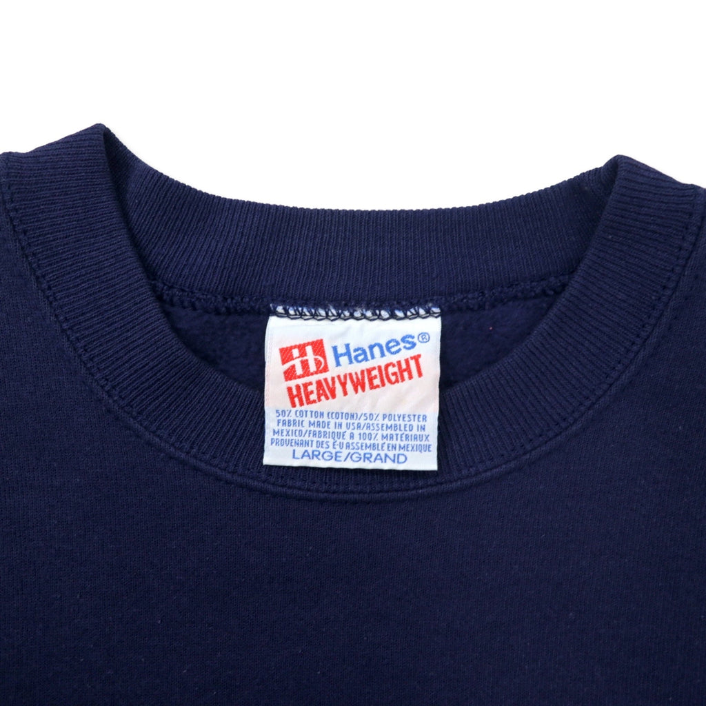 Hanes Prodotto negli USA anni '90 USCG Stampa Felpa L Blu navy Cotone Interno felpato HEAVYWEIGHT Oversize