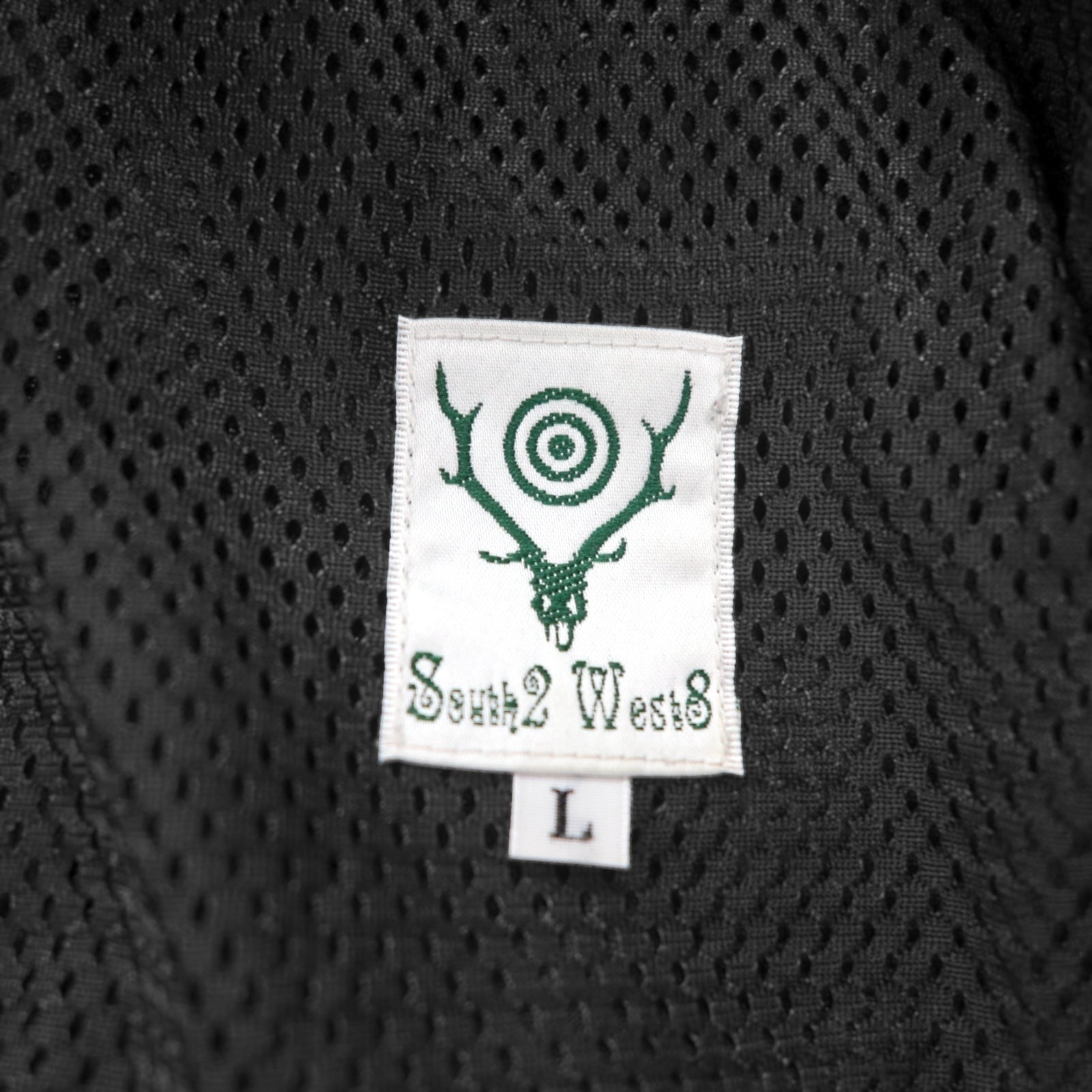 South2 West8 Poly Stretch Twill Pantaloni Poly Stretch Twill Track Pants L Khaki con cerniera sull'orlo e spacco HM852 Made in Japan