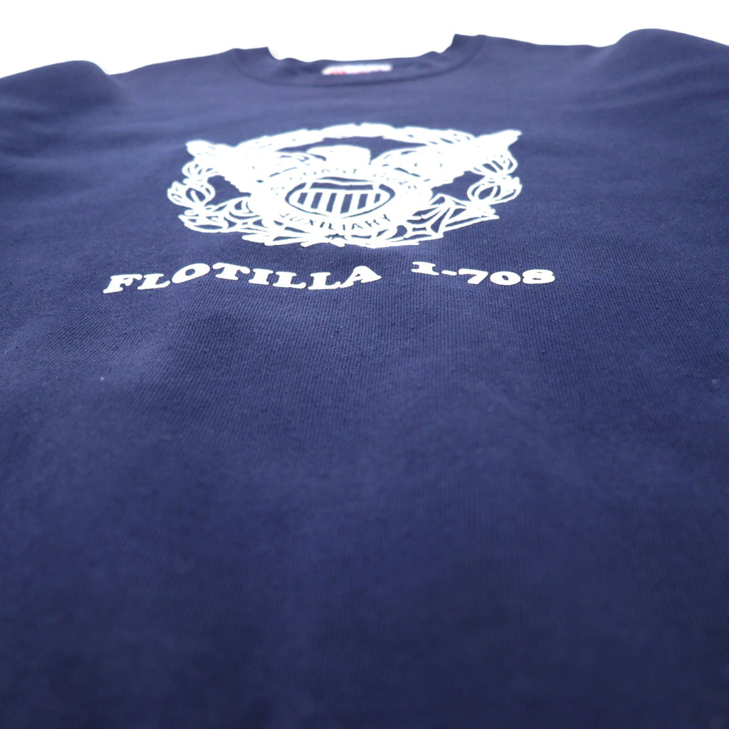 Hanes Prodotto negli USA anni '90 USCG Stampa Felpa L Blu navy Cotone Interno felpato HEAVYWEIGHT Oversize