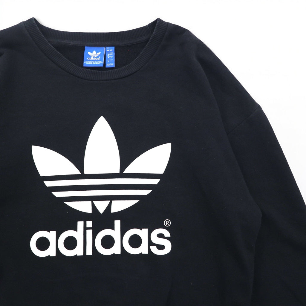 adidas originals Felpa girocollo con logo Trifoglio e spalle scese, taglia M, colore nero, cotone AB2019