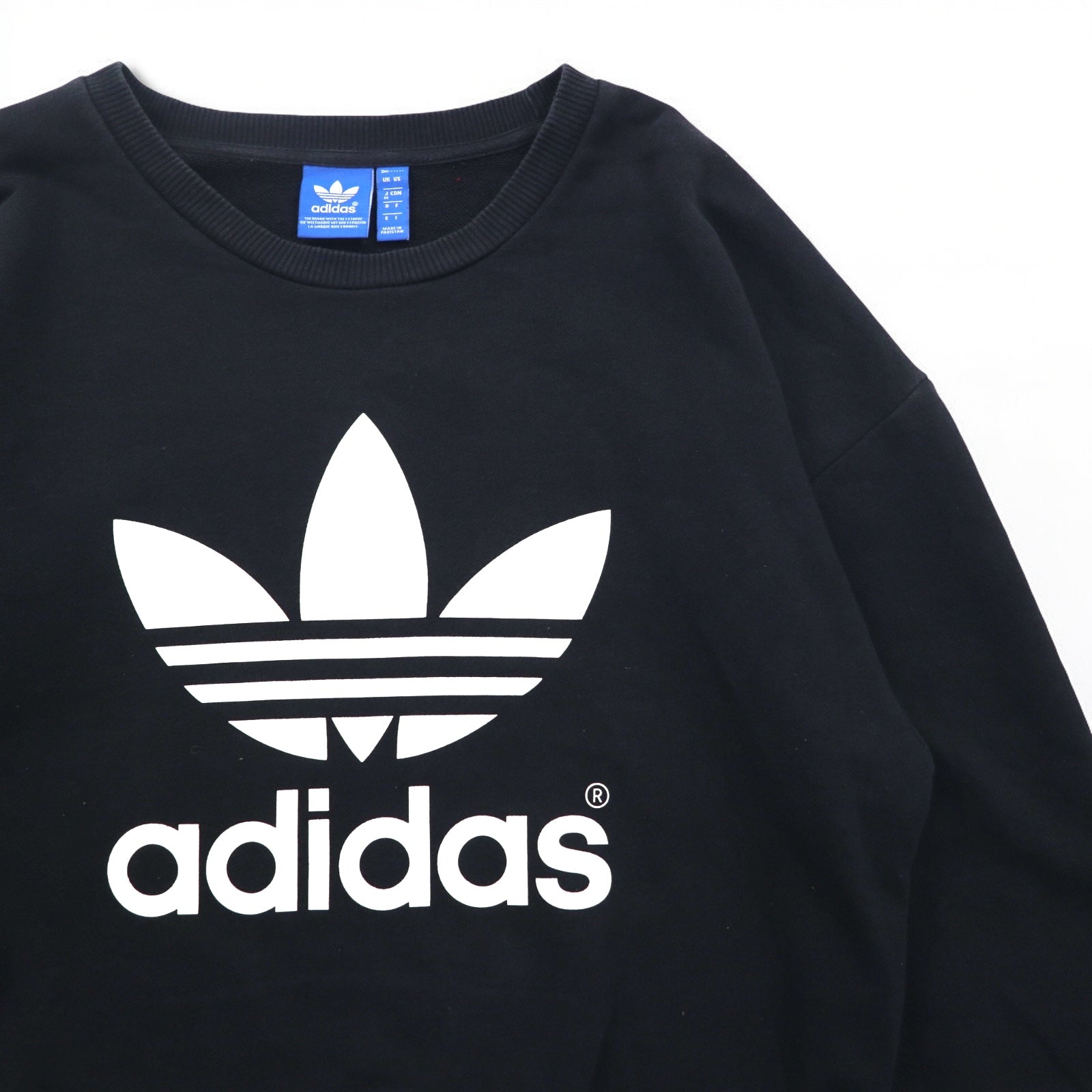 adidas originals Felpa girocollo con logo Trifoglio e spalle scese, taglia M, colore nero, cotone AB2019