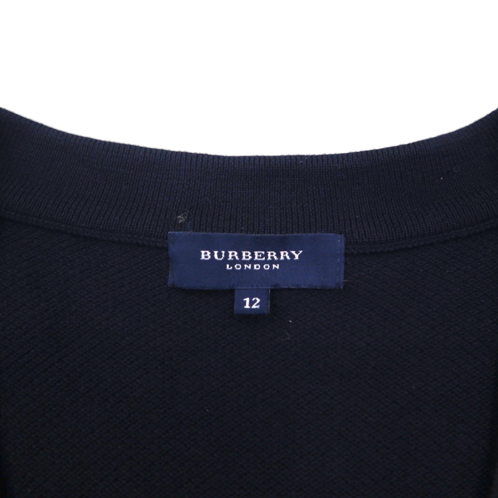 BURBERRY 鹿の子 Vネック ニット カーディガン XL ネイビー コットン