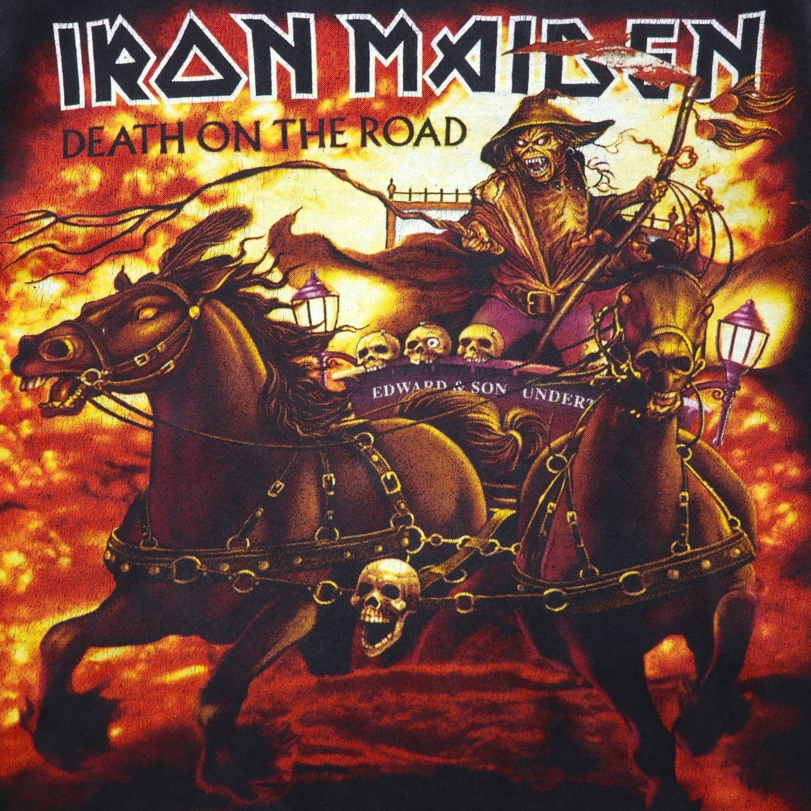 IRON MAIDEN Iron Maiden Rock Band T-shirt M Black DEATH ON THE ROAD Stampa Fronte/Retro AAA Body Made in Mexico