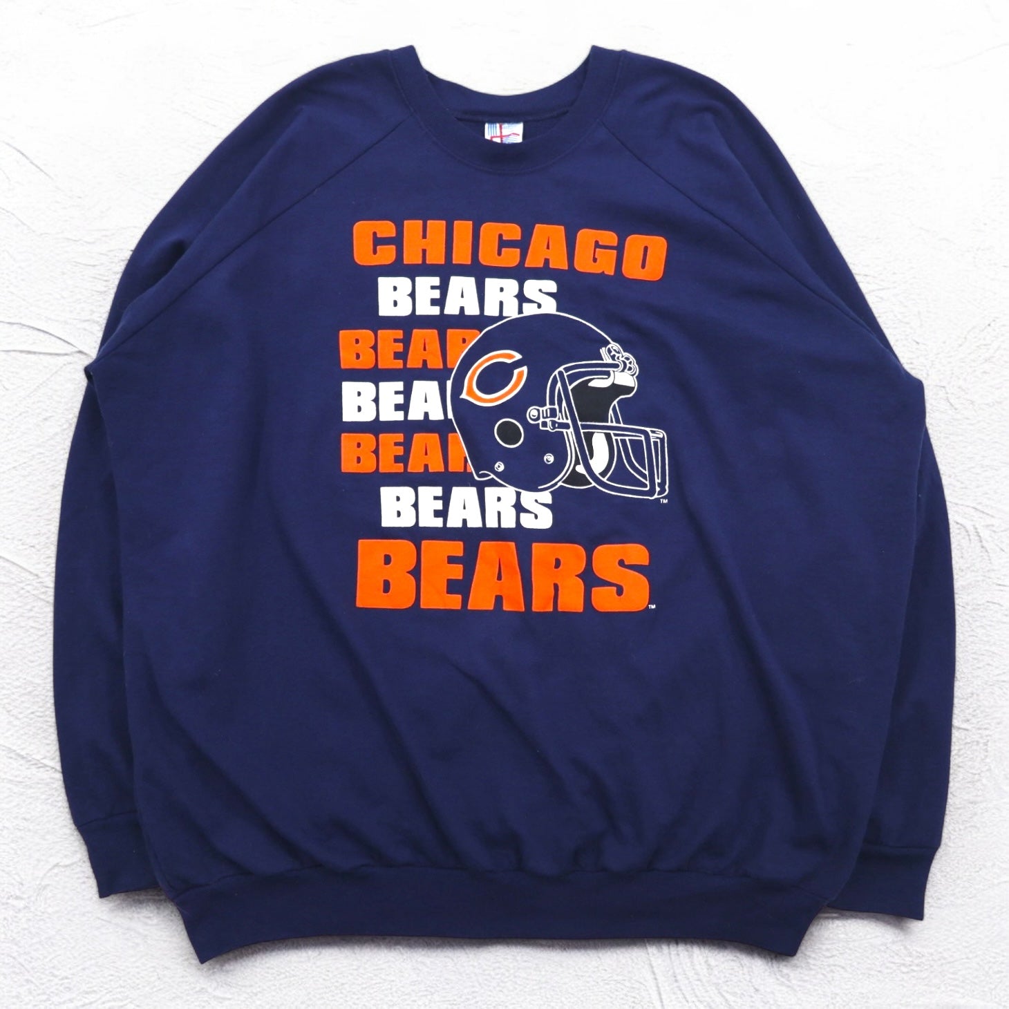 USA製 90年代 NFL ビッグサイズ スウェット 4XL ネイビー 裏起毛 CHICAGO BEARS フットボール GARAN