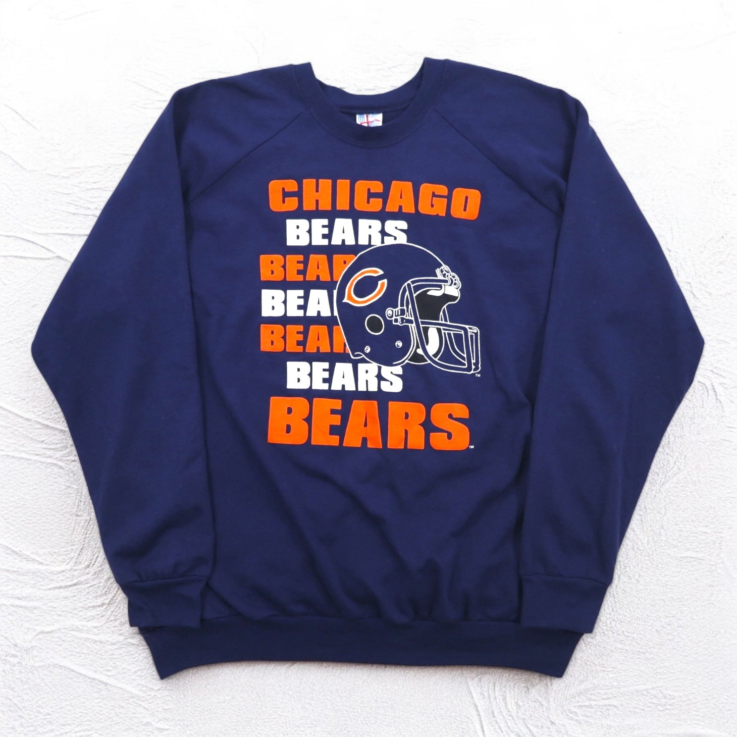 Felpa girocollo NFL anni '90 made in USA, taglia 4XL, colore blu navy, interno felpato, Chicago Bears Football GARAN