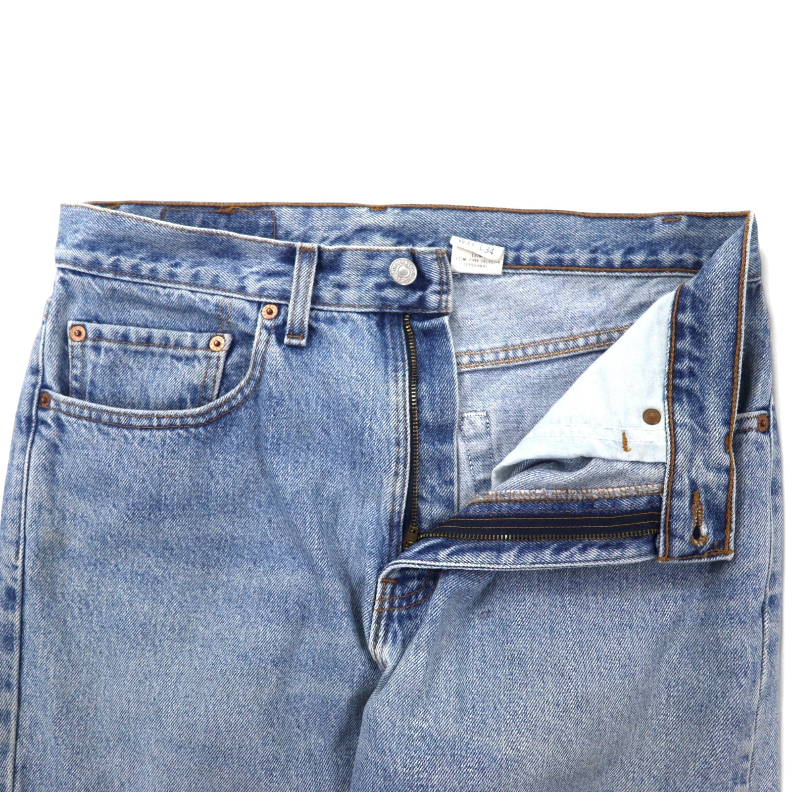 Levi's USA 90s 550 Relaxed Fit Jeans Tapered Gamba 33 Blu Ice Wash Cotone Chiusura a Cerniera Relaxed Tapered Leg Jeans 550-4891
