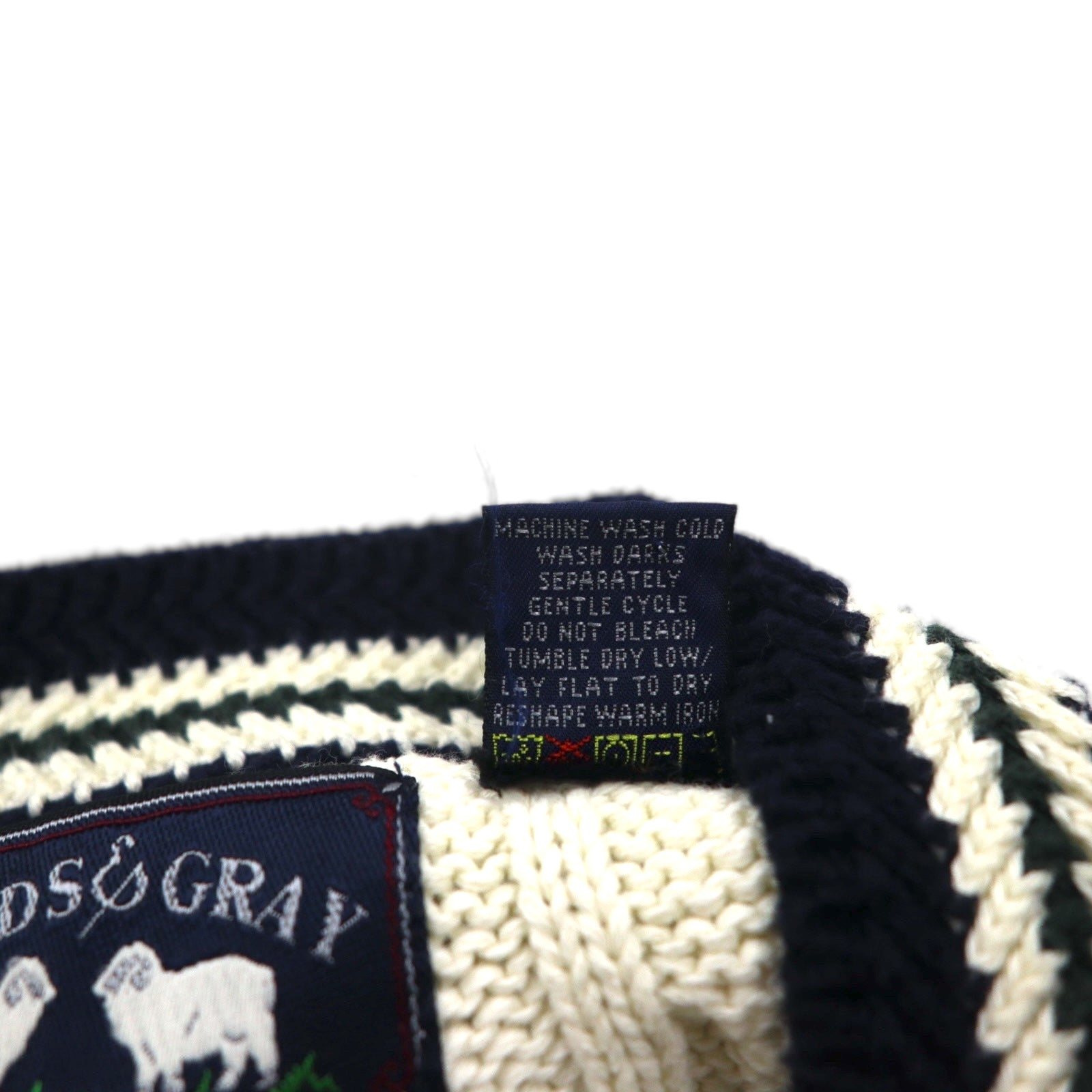 90s Vintage V-neck Knit 90年代 チルデン ニット Vネック セーター L ホワイト ケーブル編み WOODS&GRAY