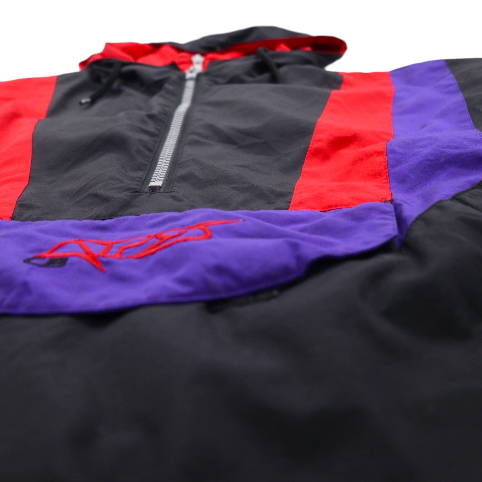 90s Vintage Anorak Parka 90年代 レイヤード アノラックパーカー XL カラーブロック ドローコード サイドジップ スリット APS CB SPORTS