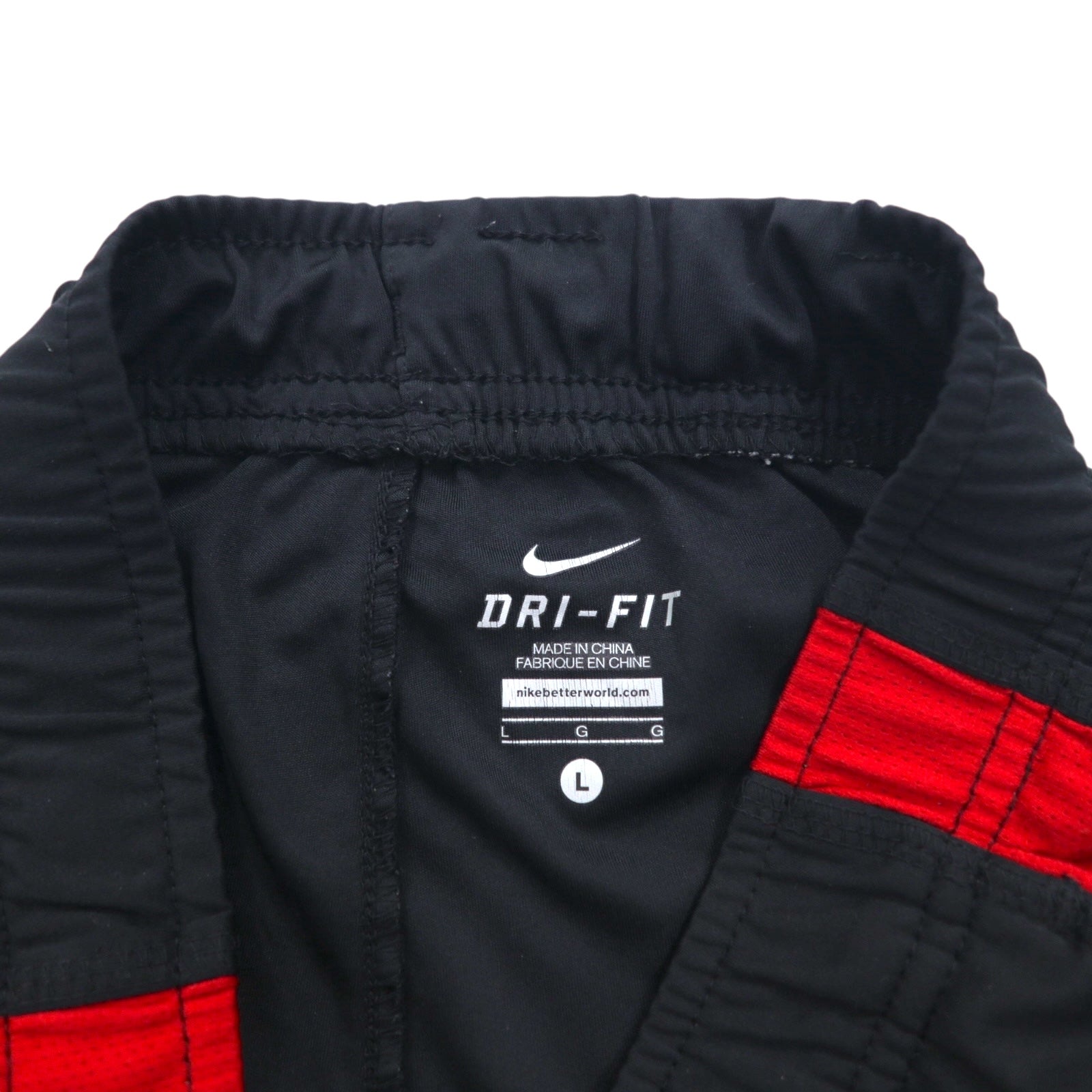 NIKE Pantaloni della tuta, taglia L, nero e rosso, con strisce laterali, swoosh, DRI-FIT 425787-012