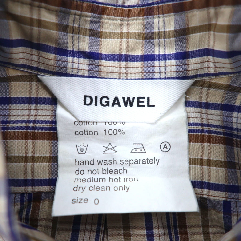 DIGAWEL ボタンダウン シャツ S ベージュ ネイビー コットン 日本製